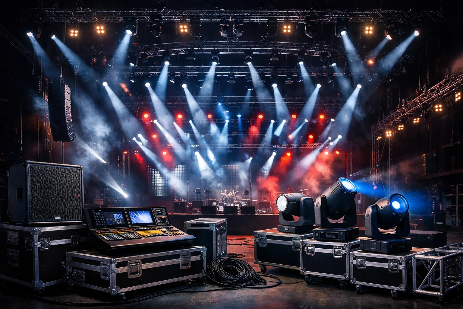 Stage equipment prepared for an event