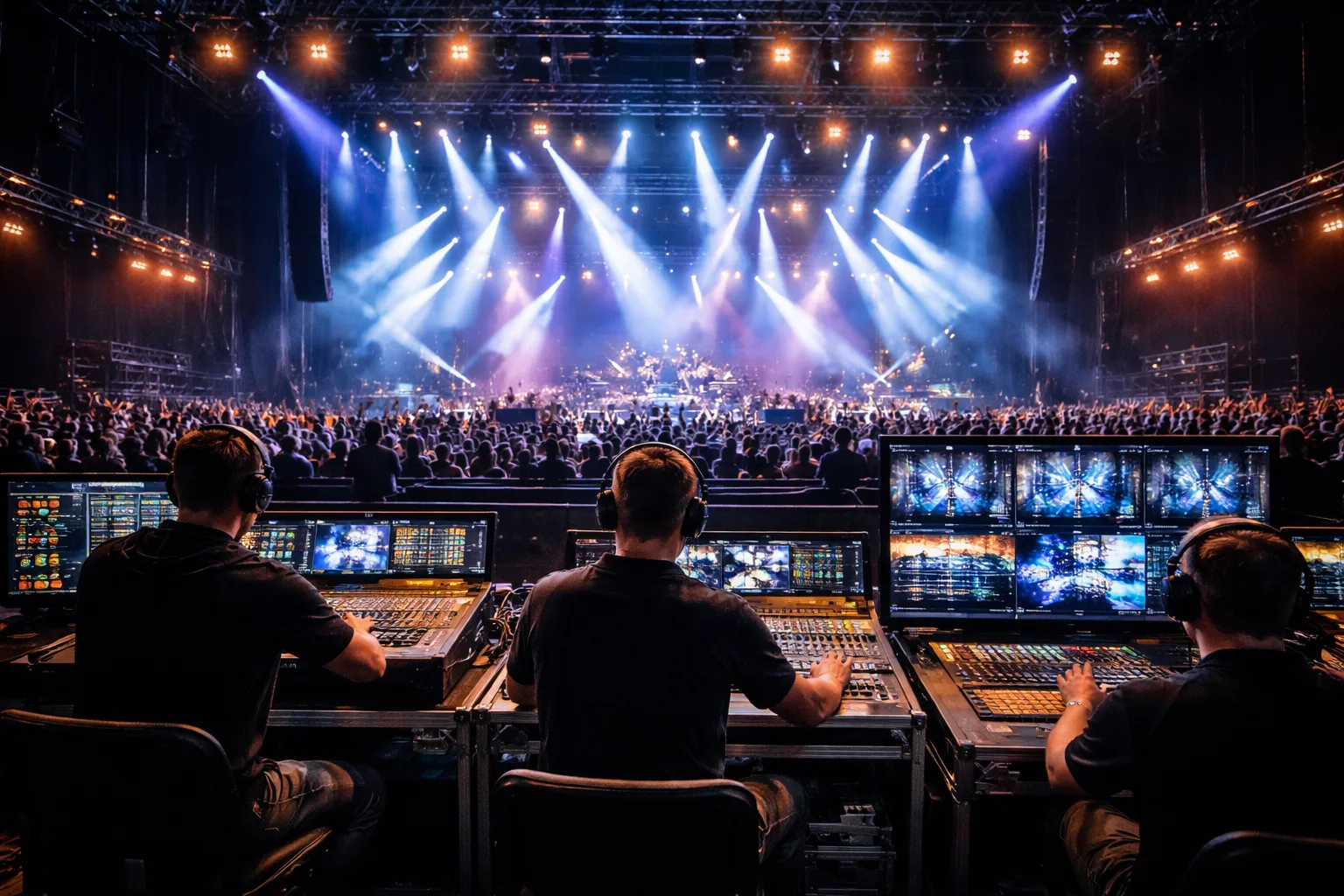 Technical event support team and equipment setup